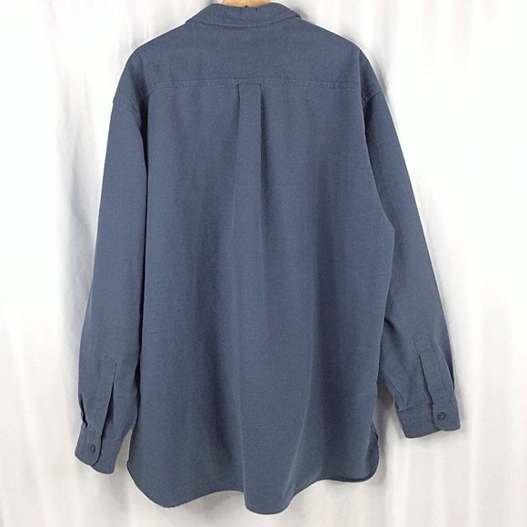 LL Bean Shirt Mens Size XXL Tall Blue Long Sleeve Button Down Heavy Duty - Picture 2 of 5